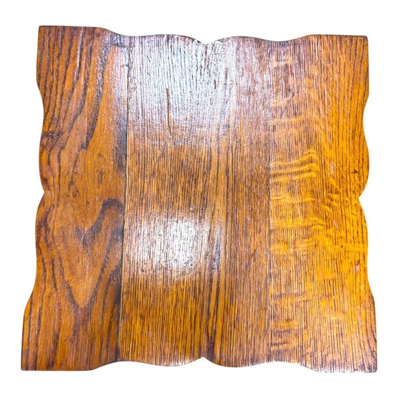 Antique Arts Crafts Quartersawn Tiger Oak 2 Tier Plant Stand Parlor Table Shelf - Picture 9 of 11